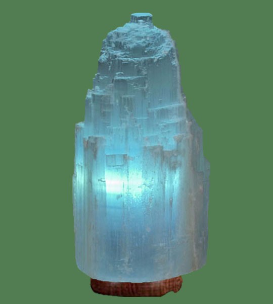 Selenite Lamp Xlarge Blue (White crystal with blue bulb) 15"